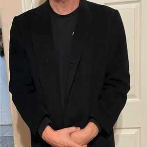 Vintage Men’s Black 100% Cashmere Topcoat, 46 Regular